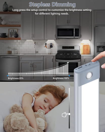 Skorter | Priorare 35 LED Under Kitchen Lighting, Wireless Motion Sensor, USB-C Rechargeable, 3 Colors