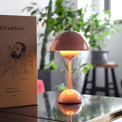 Skorter | Flowerpot Table Lamp - Rechargeable Bedside Lamp & Cordless Design Mushroom Shaped Lamps