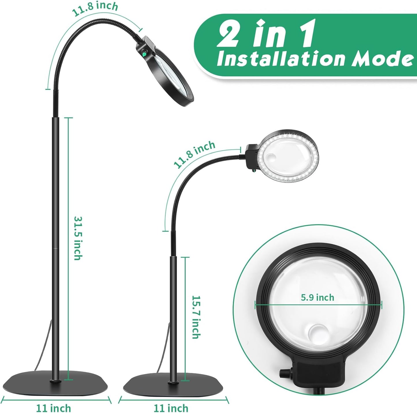 Skorter | Full-Page Magnifying Glass with LED Light – Hands-Free Reading Aid for Books, Crafts & Hobbies