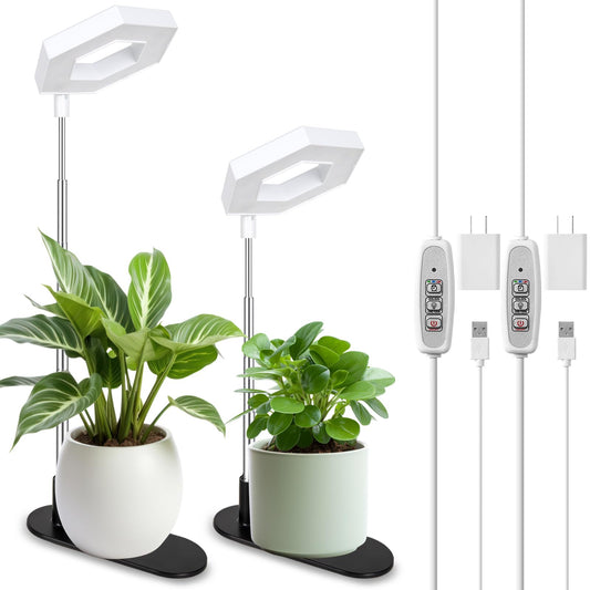 Skorter | Foxgarden® Plant Light, 84Leds Growth Light For Indoor Plants, Full Spectrum Desk Growth Lamp With Removable Base, Height Adjustable 7.8"&quot;-26&quot; With Automatic Timer 4H/8H/12H, 4 Dimmable Brightness Levels, 2 Pack