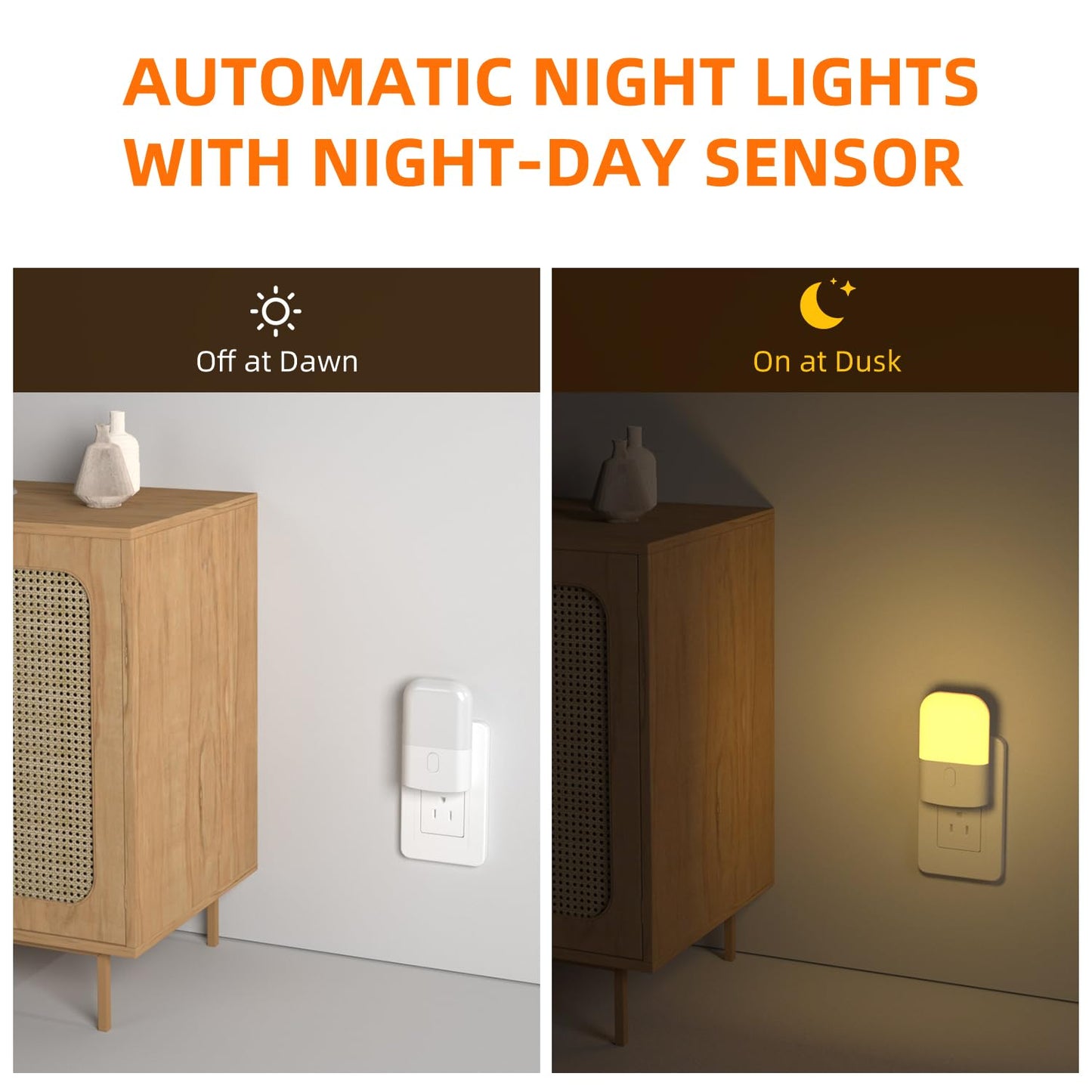 Skorter | N&B Nice&Bravo LED Night Light With Dusk Till Dawn Sensor, Dimmable, 4 Pack, White