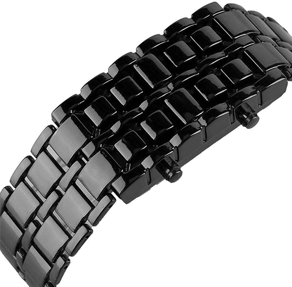 Skorter | Mens Casual Simple Youth Sports Watch Electronic Binary Digital LED Lava Alloy Rectangular Chain Watches