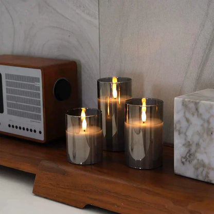 Skorter | Realistic Flame Effect LED Candle Holder Set – Elegant Wax Candle Holders with Remote Control
