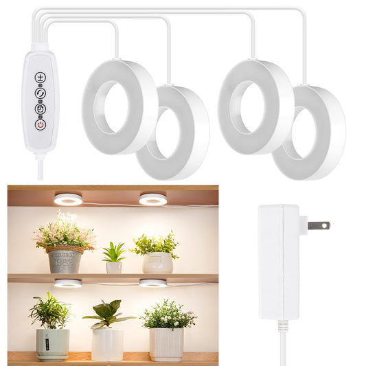 Skorter | Lordem Indoor Plant Growth Light, 192 LEDs Full Spectrum LED Plant Light, Plant Lamp with 3/6/12H Auto Switch, 4 Brightness Levels, Individual Bulb Control, Quad Head, with Cable