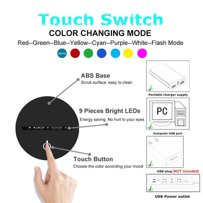 Skorter | Yklworld 3D Fly Night Light, 16 Color Changing Led Lamp, Touch Control & Remote Control, Gift For Children