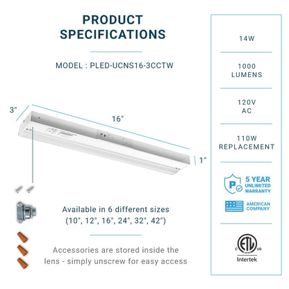 Skorter | Parmida Led Under Cabinet Light, 42" Dimmable, 3Cct, 2300 Lumen, Fixed wiring