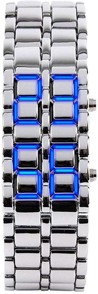 Skorter | Mens Casual Simple Youth Sports Watch Electronic Binary Digital LED Lava Alloy Rectangular Chain Watches