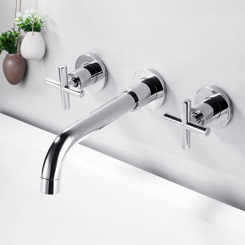 Skorter | 3 holes faucet 2 cross handle wall-mounted faucet for the bathroom