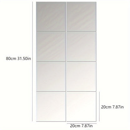 Skorter | 8-piece Set 3D Acrylic Mirror Tiles - Shatterproof, Self-adhesive Decoration for Living Room, Bedroom, Office & Kitchen