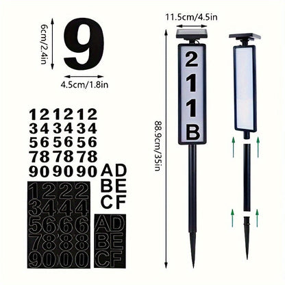 Skorter | Solar Powered LED House Number Light – Weather-Resistant Outdoor Address Sign with Stake – Easy Installation, Energy-Efficient, Durable – 35 Inch Height for Homes