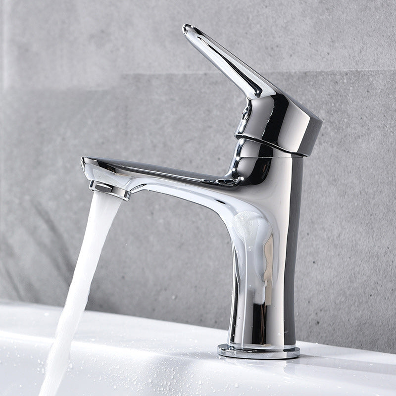 Skorter | Basic Metal Washbasin Faucet Silver Bathroom Faucet with Lever Handle
