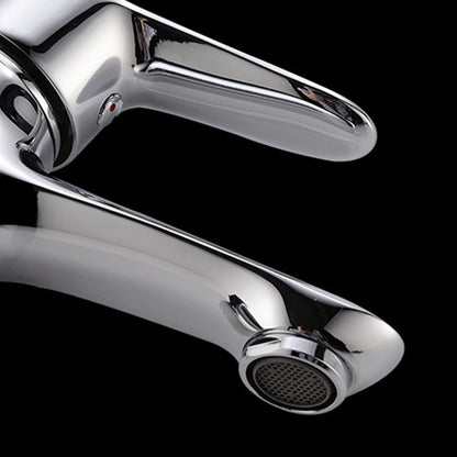 Skorter | Basic Metal Washbasin Faucet Silver Bathroom Faucet with Lever Handle