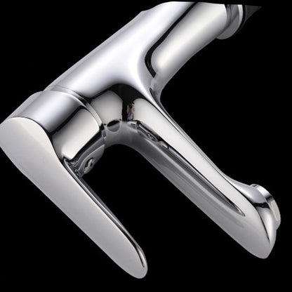 Skorter | Basic Metal Washbasin Faucet Silver Bathroom Faucet with Lever Handle