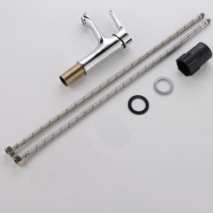 Skorter | Basic Metal Washbasin Faucet Silver Bathroom Faucet with Lever Handle