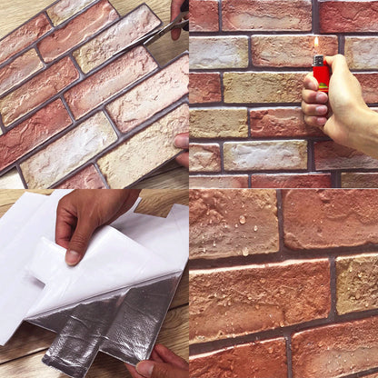 Skorter | Artificial Brick Wall Panel Country House Style Simple Living Living Room Panel Wall (5-Pack)