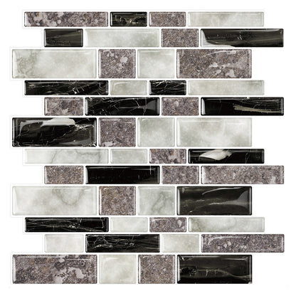 Skorter | 12"x 12" Resin Mosaic Tiles Square Self-Adhesive Tiles for Backsplash & Wall Tile