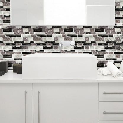 Skorter | 12"x 12" Resin Mosaic Tiles Square Self-Adhesive Tiles for Backsplash & Wall Tile