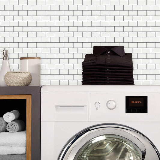 Skorter | 12"x 12" Resin Mosaic Tiles Square Self-Adhesive Tiles for Backsplash & Wall Tile