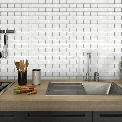 Skorter | 12"x 12" Resin Mosaic Tiles Square Self-adhesive Tiles for Backsplash & Wall Tile