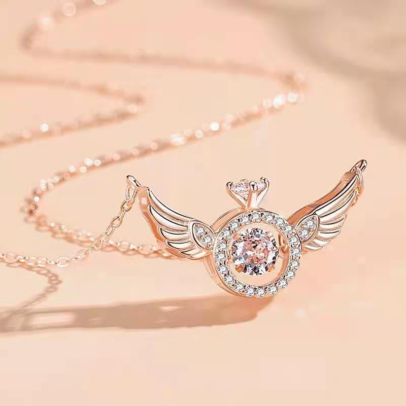 Skorter | Angel Wings Necklace – Titanium Steel Pendant with Strass