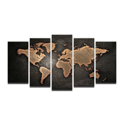 Skorter | 5 pieces world map oil painting