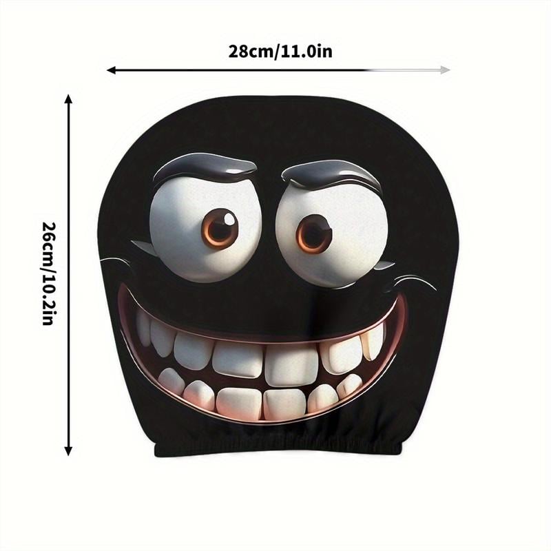 Skorter | 2pcs Set of Funny Big-Eyed Grinning Cartoon Print Car Seat Headrest Covers