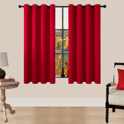 Skorter | Blackout Curtains - 2 Pieces Modern Polyester Curtains with Thermal Insulation and Rings