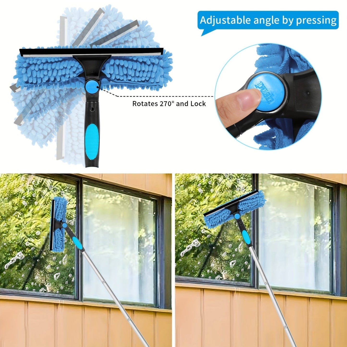 Skorter | Crystal Clear Window Cleaner – Professional 2-in-1 Telescopic Window and Glass Cleaning System