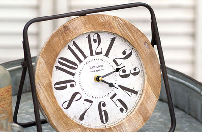 Skorter | Rustic Wood and Metal Easel Clock
