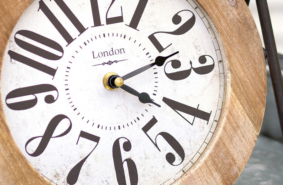 Skorter | Rustic Wood and Metal Easel Clock