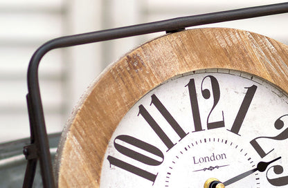Skorter | Rustic Wood and Metal Easel Clock