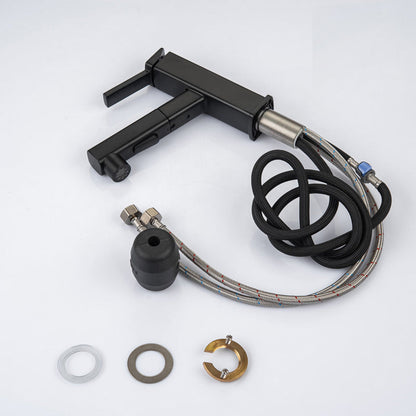 Skorter | Contemporary Vessel Sink Faucet Copper Single Handle Low Arc Pull-Out Vessel Sink Faucet