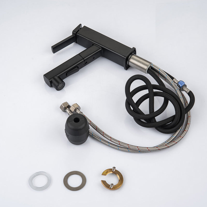 Skorter | Contemporary Vessel Sink Faucet Copper Single Handle Low Arc Pull Down Vessel Faucet