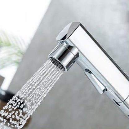 Skorter | Contemporary Vessel Sink Faucet Copper Single Handle Low Arc Pull Down Vessel Faucet