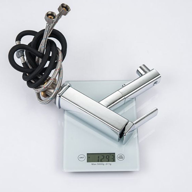 Skorter | Contemporary Vessel Sink Faucet Copper Single Handle Low Arc Pull Down Vessel Faucet