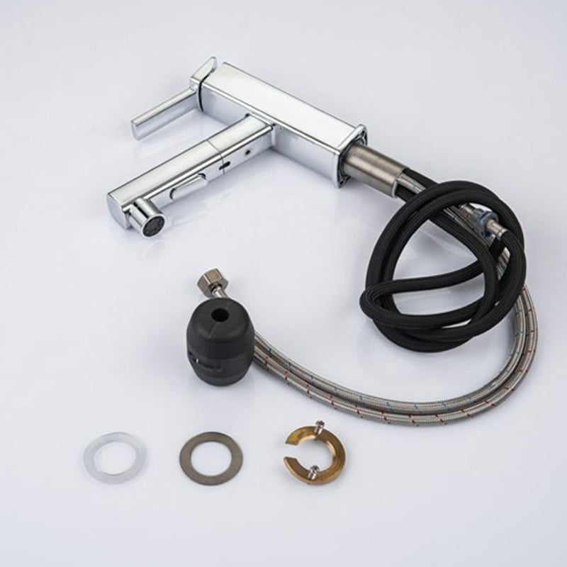 Skorter | Contemporary Vessel Sink Faucet Copper Single Handle Low Arc Pull-Out Vessel Sink Faucet