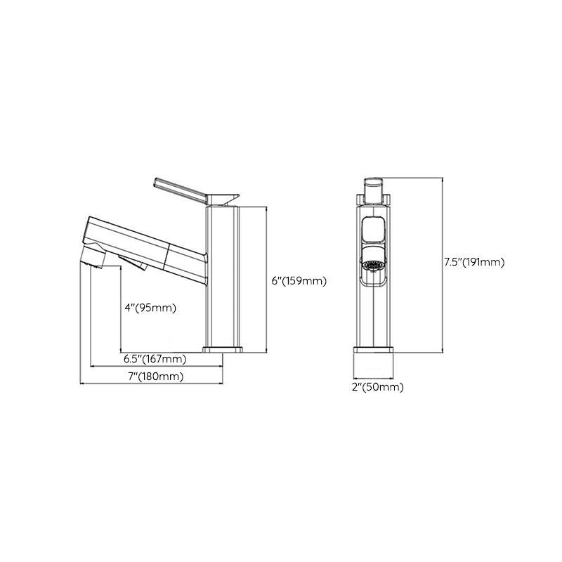 Skorter | Contemporary Vessel Sink Faucet Copper Single Handle Low Arc Pull Down Vessel Faucet