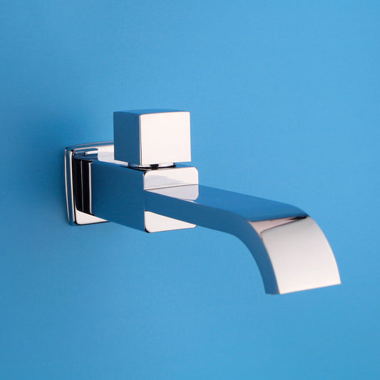 Skorter | Contemporary Wall Mounted Bathroom Faucet Handle Knob Solid Brass Square Faucet