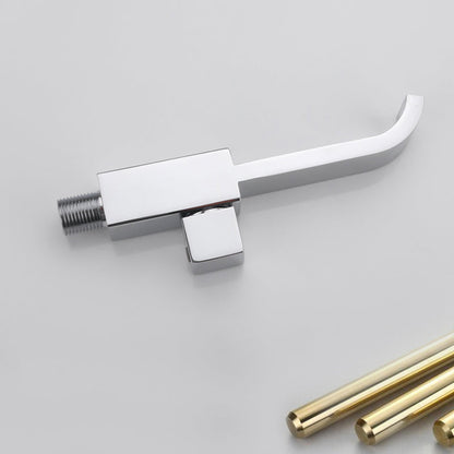 Skorter | Contemporary Wall Mounted Bathroom Faucet Handle Knob Solid Brass Square Faucet