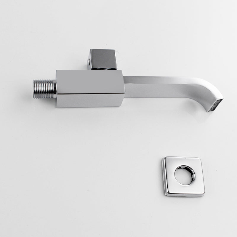 Skorter | Contemporary Wall Mounted Bathroom Faucet Handle Knob Solid Brass Square Faucet