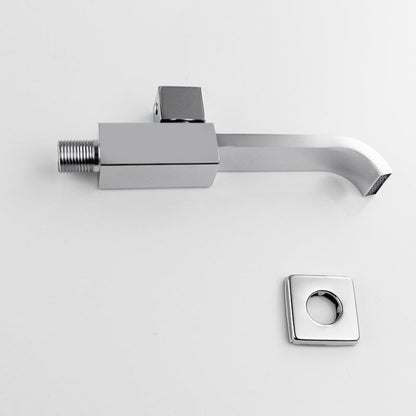 Skorter | Contemporary Wall Mounted Bathroom Faucet Handle Knob Solid Brass Square Faucet