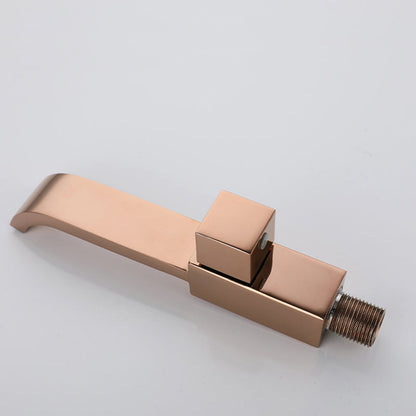 Skorter | Contemporary Wall Mounted Bathroom Faucet Handle Knob Solid Brass Square Faucet