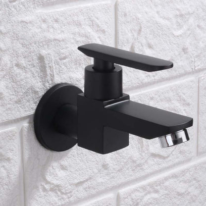 Skorter | Contemporary Wall Mounted Bathroom Faucet Lever Handles Solid Brass Faucet