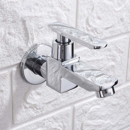 Skorter | Contemporary Wall Mounted Bathroom Faucet Lever Handles Solid Brass Faucet