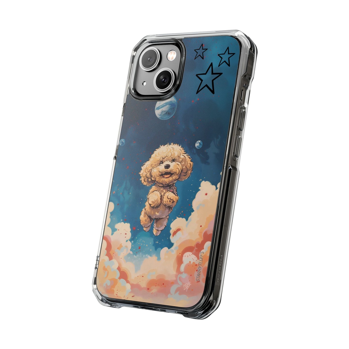 Skorter | Fluff's - Pookie Poodle Floating in Space Magnetic Clear Case for iPhone Series