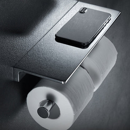 Skorter | Contemporary 2-piece Bathroom Set in Polished Chrome Stainless Steel Toilet Paper Holder