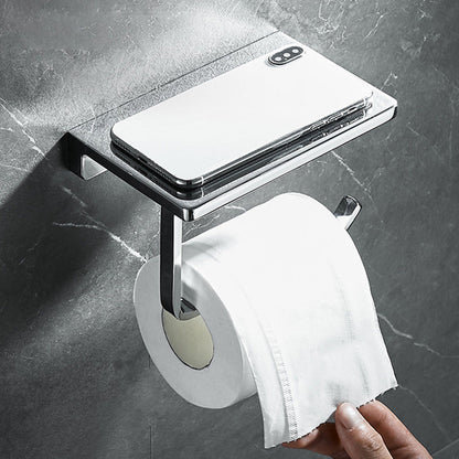 Skorter | Contemporary 2-piece Bathroom Set in Polished Chrome Stainless Steel Toilet Paper Holder