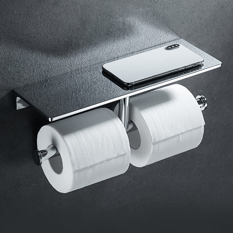 Skorter | Contemporary 2-piece Bathroom Set in Polished Chrome Stainless Steel Toilet Paper Holder