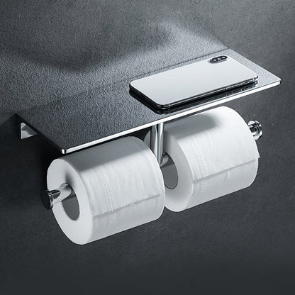 Skorter | Contemporary 2-piece Bathroom Set in Polished Chrome Stainless Steel Toilet Paper Holder