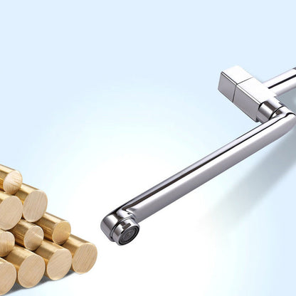 Skorter | Contemporary Wall Mounted Bathroom Faucet Knob Handle Low Arc Swivel Solid Brass Faucet